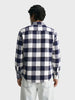 Men's Navy Blue Slim Fit Checked Casual Shirt