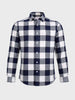 Men's Navy Blue Slim Fit Checked Casual Shirt