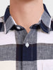 Men's Navy Blue Slim Fit Checked Casual Shirt