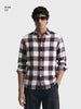 Men's Maroon Slim Fit Checked Casual Shirt