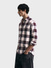 Men's Maroon Slim Fit Checked Casual Shirt