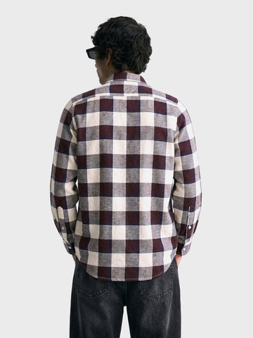 Men's Maroon Slim Fit Checked Casual Shirt