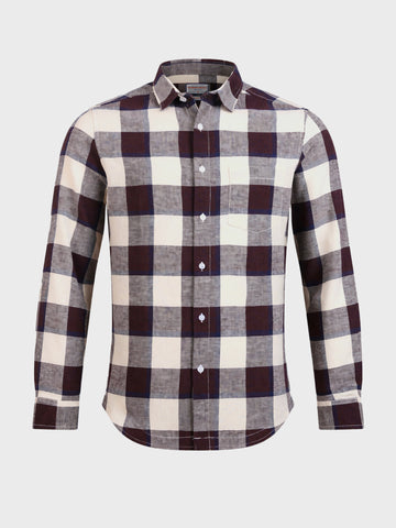 Men's Maroon Slim Fit Checked Casual Shirt