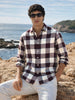 Men's Maroon Slim Fit Checked Casual Shirt