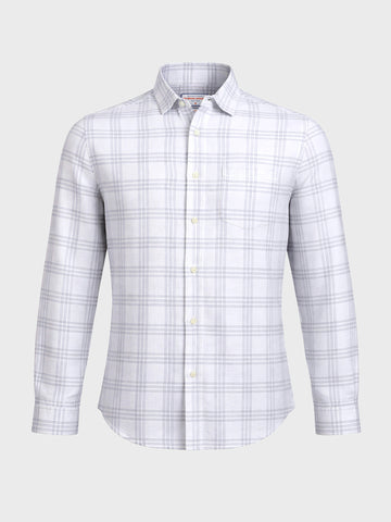 Men's White Slim Fit Checked Casual Shirt