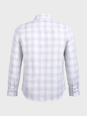 Men's White Slim Fit Checked Casual Shirt