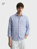 Men's Blue Slim Fit Checked Casual Shirt