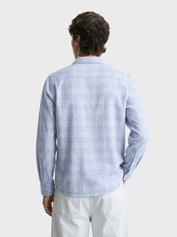 Men's Blue Slim Fit Checked Casual Shirt
