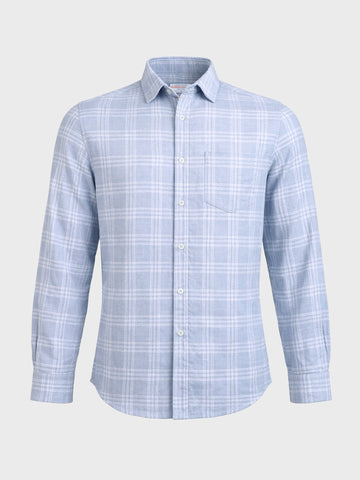 Men's Blue Slim Fit Checked Casual Shirt