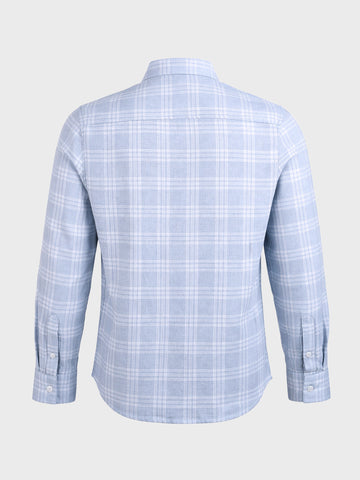 Men's Blue Slim Fit Checked Casual Shirt