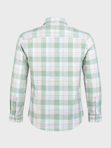 Men's Green Slim Fit Checked Casual Shirt