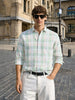 Men's Green Slim Fit Checked Casual Shirt