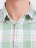 Men's Green Slim Fit Checked Casual Shirt