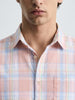 Men's Pink Slim Fit Checked Casual Shirt