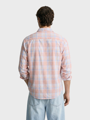 Men's Pink Slim Fit Checked Casual Shirt