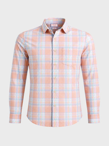Men's Pink Slim Fit Checked Casual Shirt