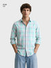 Men's Green Slim Fit Checked Casual Shirt