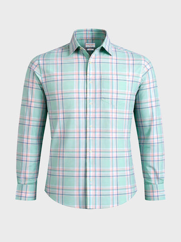 Men's Green Slim Fit Checked Casual Shirt