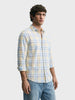 Men's Cream Slim Fit Checked Casual Shirt
