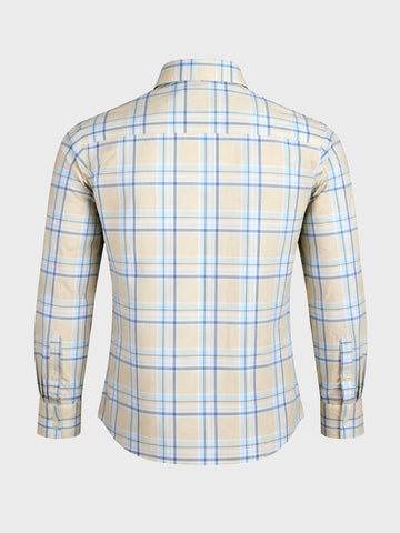 Men's Cream Slim Fit Checked Casual Shirt