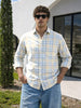 Men's Cream Slim Fit Checked Casual Shirt