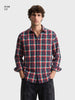 Men's Red Slim Fit Checkered Casual Shirt