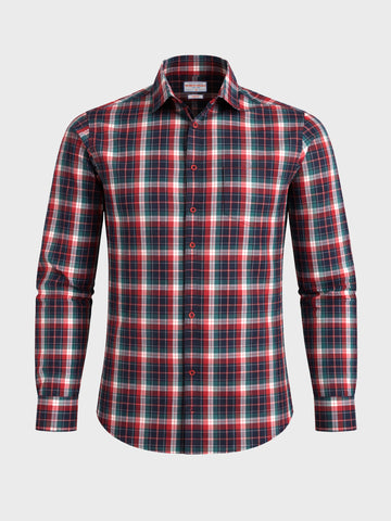 Men's Red Slim Fit Checkered Casual Shirt