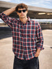 Men's Red Slim Fit Checkered Casual Shirt