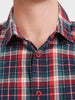 Men's Red Slim Fit Checkered Casual Shirt