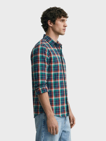 Men's Green Slim Fit Checked Casual Shirt