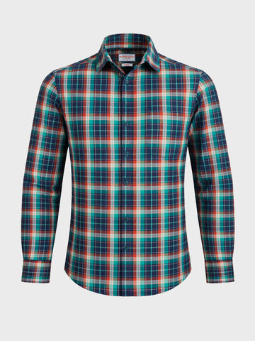 Men's Green Slim Fit Checked Casual Shirt