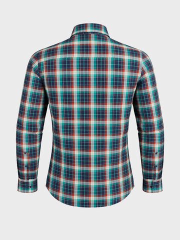 Men's Green Slim Fit Checked Casual Shirt