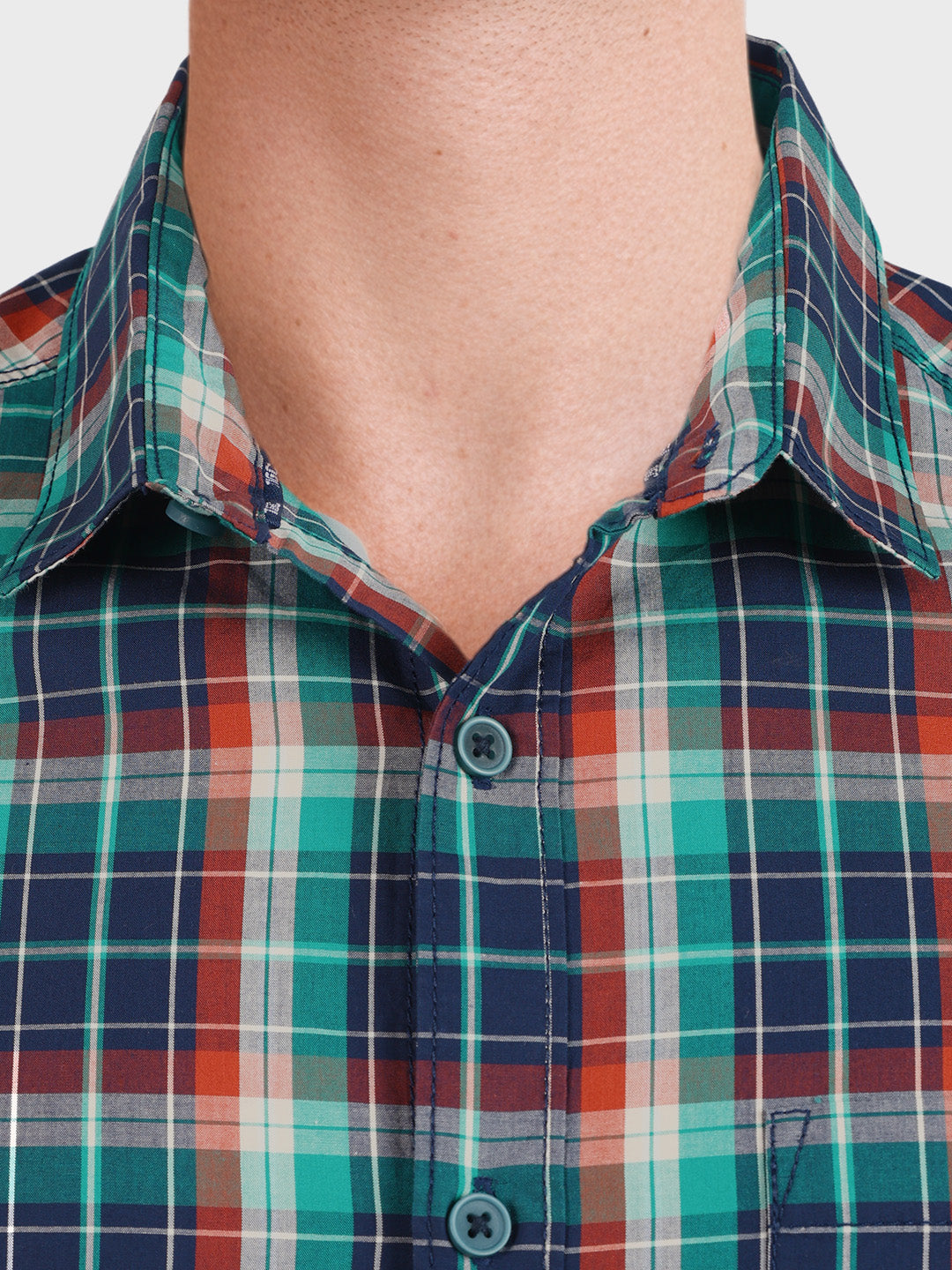 Men's Green Slim Fit Checked Casual Shirt