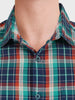 Men's Green Slim Fit Checked Casual Shirt