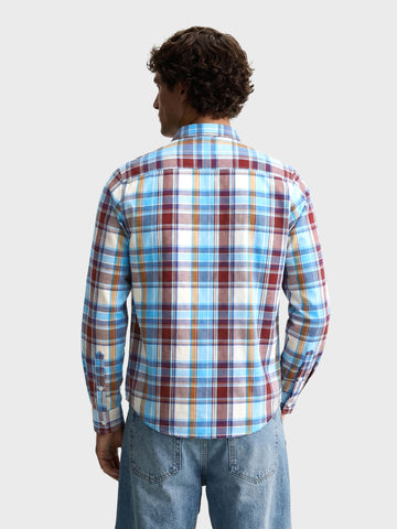 Men's Blue Slim Fit Checked Casual Shirt