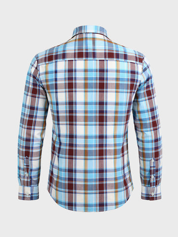 Men's Blue Slim Fit Checked Casual Shirt