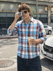 Men's Blue Slim Fit Checked Casual Shirt