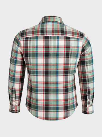 Men's Green Slim Fit Checked Casual Shirt