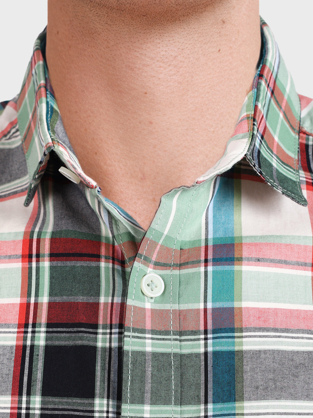 Men's Green Slim Fit Checked Casual Shirt