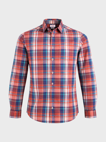 Men's Red Slim Fit Checked Casual Shirt