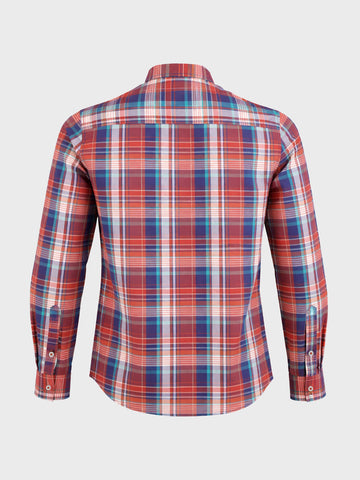 Men's Red Slim Fit Checked Casual Shirt