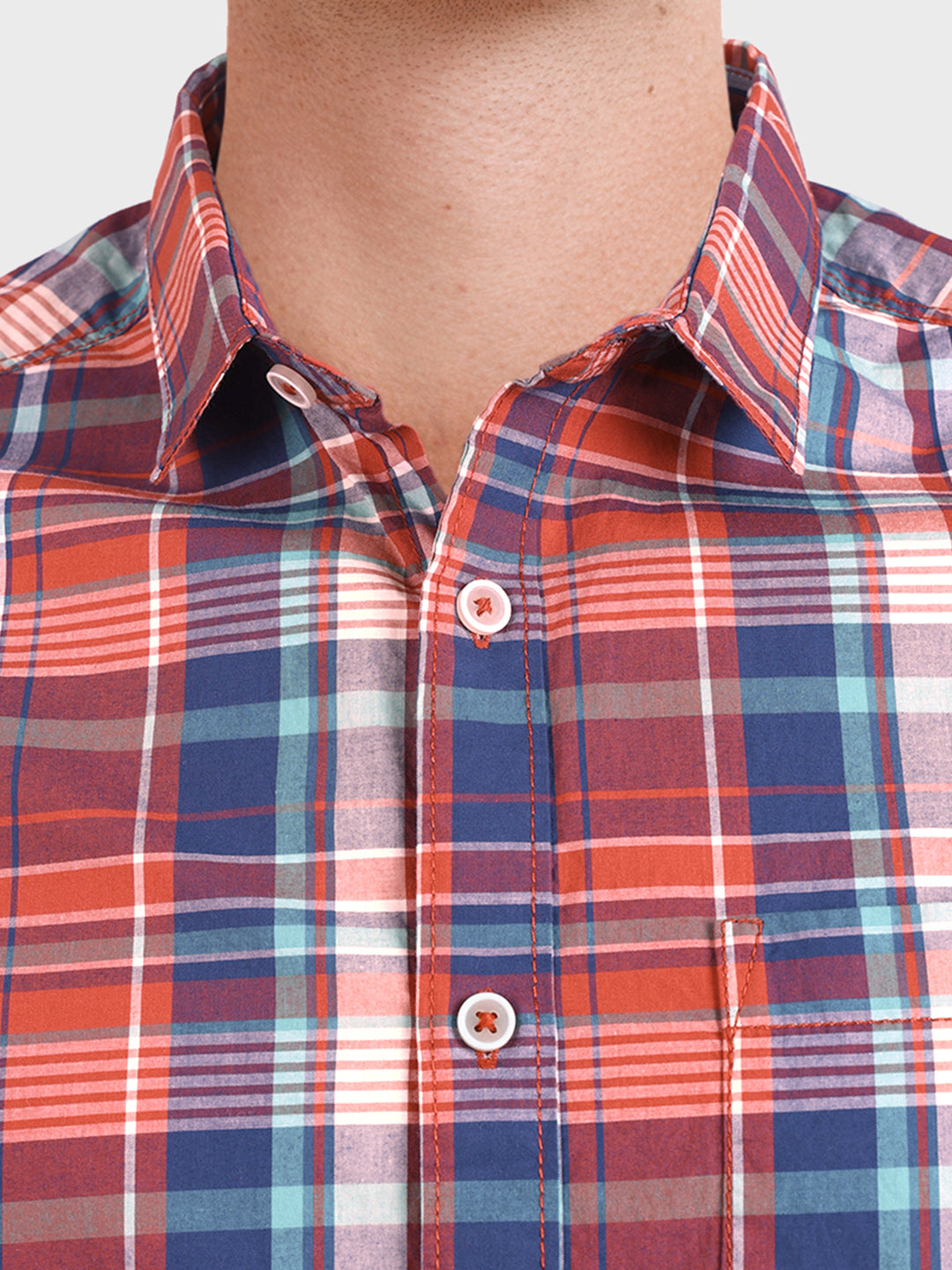 Men's Red Slim Fit Checked Casual Shirt