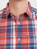 Men's Red Slim Fit Checked Casual Shirt