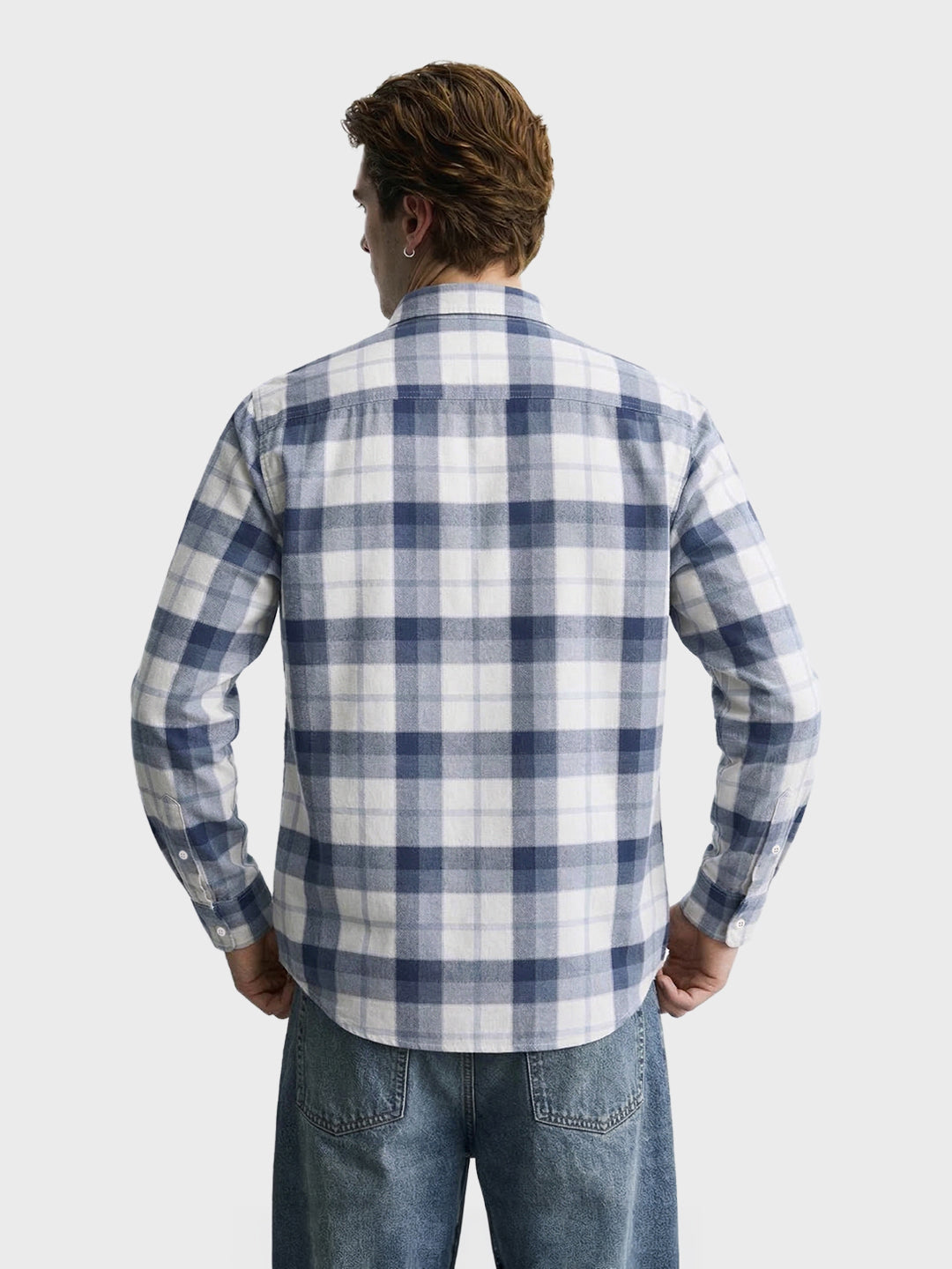Men's Teal Slim Fit Checkered Casual Shirt