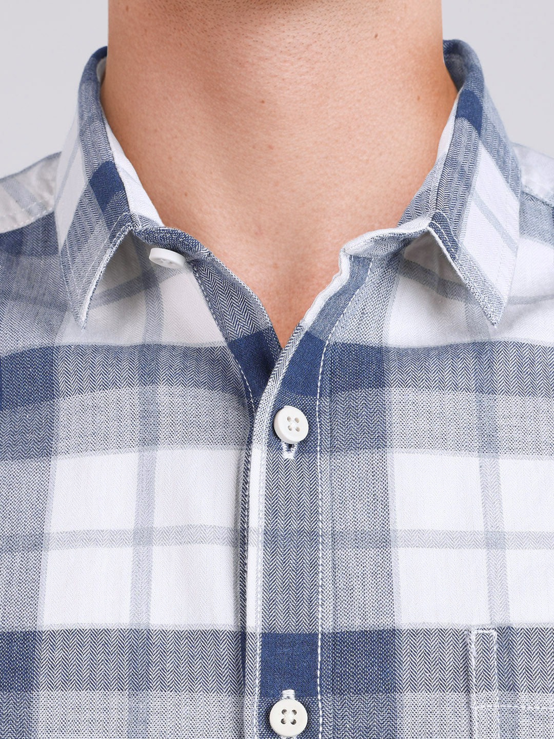 Men's Teal Slim Fit Checkered Casual Shirt