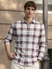 Men's Brown Slim Fit Checkered Casual Shirt