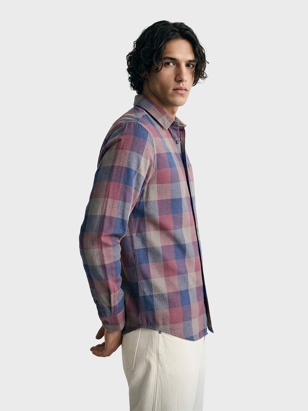 Men's Red Slim Fit Checkered Casual Shirt