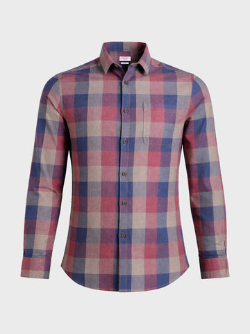 Men's Red Slim Fit Checkered Casual Shirt