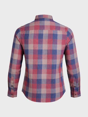 Men's Red Slim Fit Checkered Casual Shirt