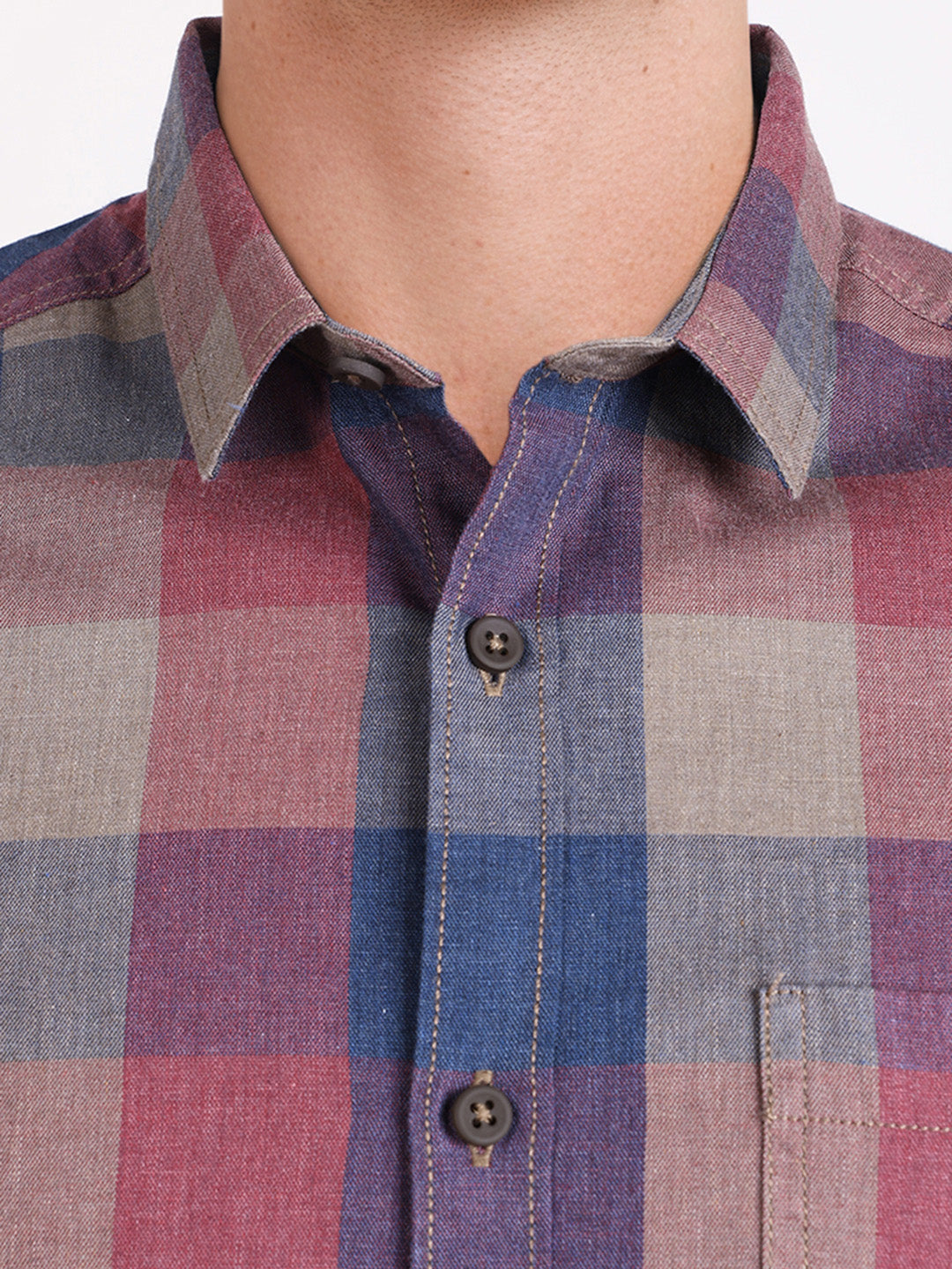 Men's Red Slim Fit Checkered Casual Shirt